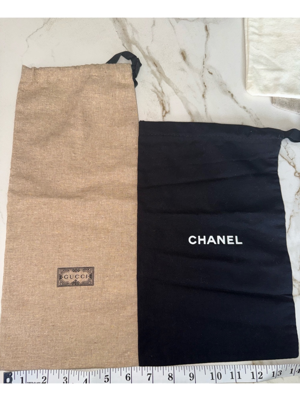Gucci Chanel Designer Dust Bag Bundle | Set of 2 Drawstring Shoe bags